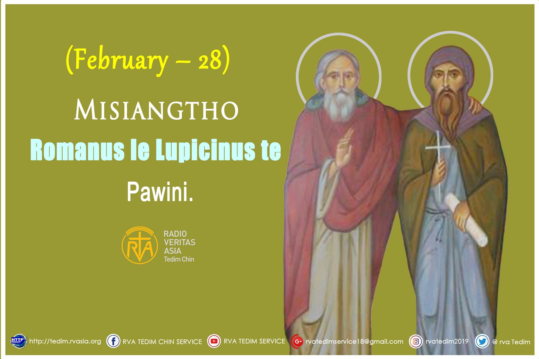 Misiangtho Romanus le Lupicinus te Pawini.(February 28)